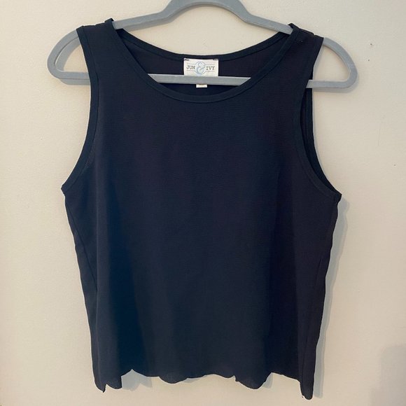 Simple Black Tank Top with Ruffle Bottom - Picture 1 of 2